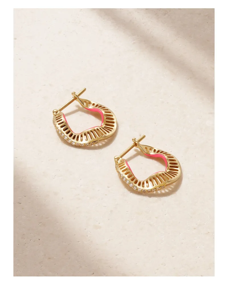 L’Atelier Nawbar Twisted Waves Creolen Aus 18 Karat Gold Mit Emaille Und Diamanten Gold