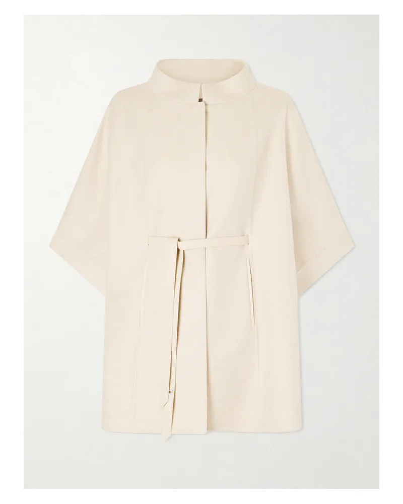 Loro Piana Belted Leather-trimmed Cashmere Cape - Neutrals Neutrals