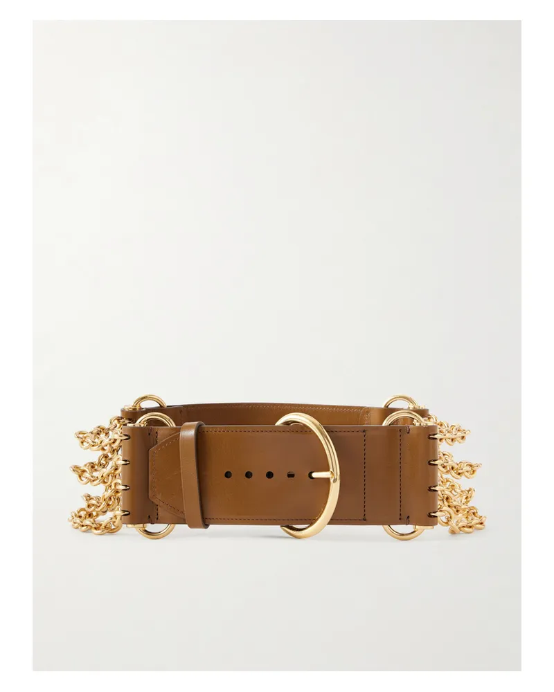 Chloé 6.5 Cm Gold-tone And Leather Waist Belt - Green Green