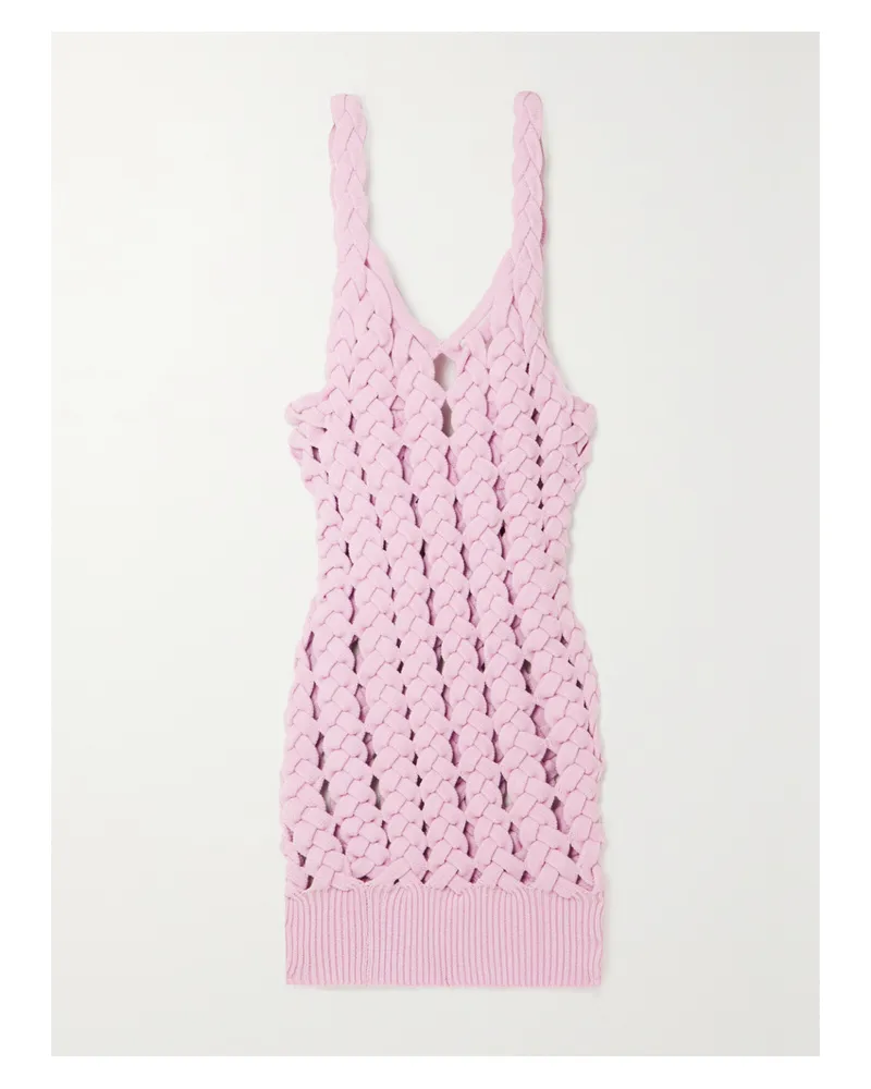 Isa Boulder Minikleid Aus Häkelstrick In Flechtoptik - Pink Pink