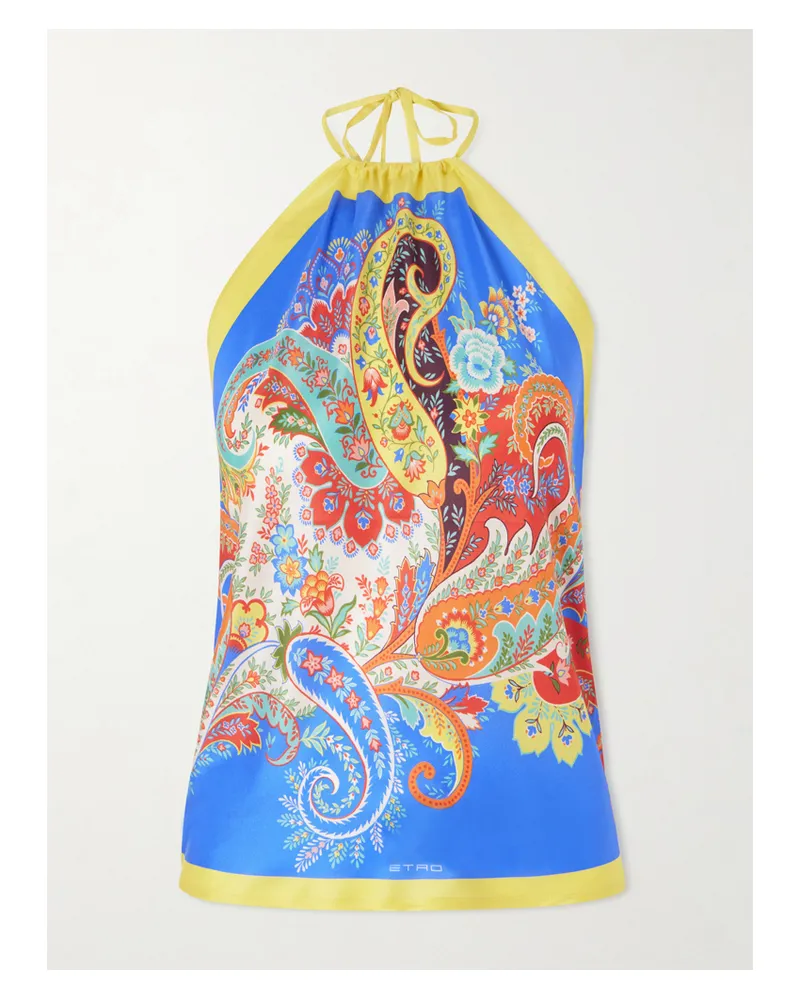 Etro Paisley-print Silk-twill Halterneck Top - Multi Multi