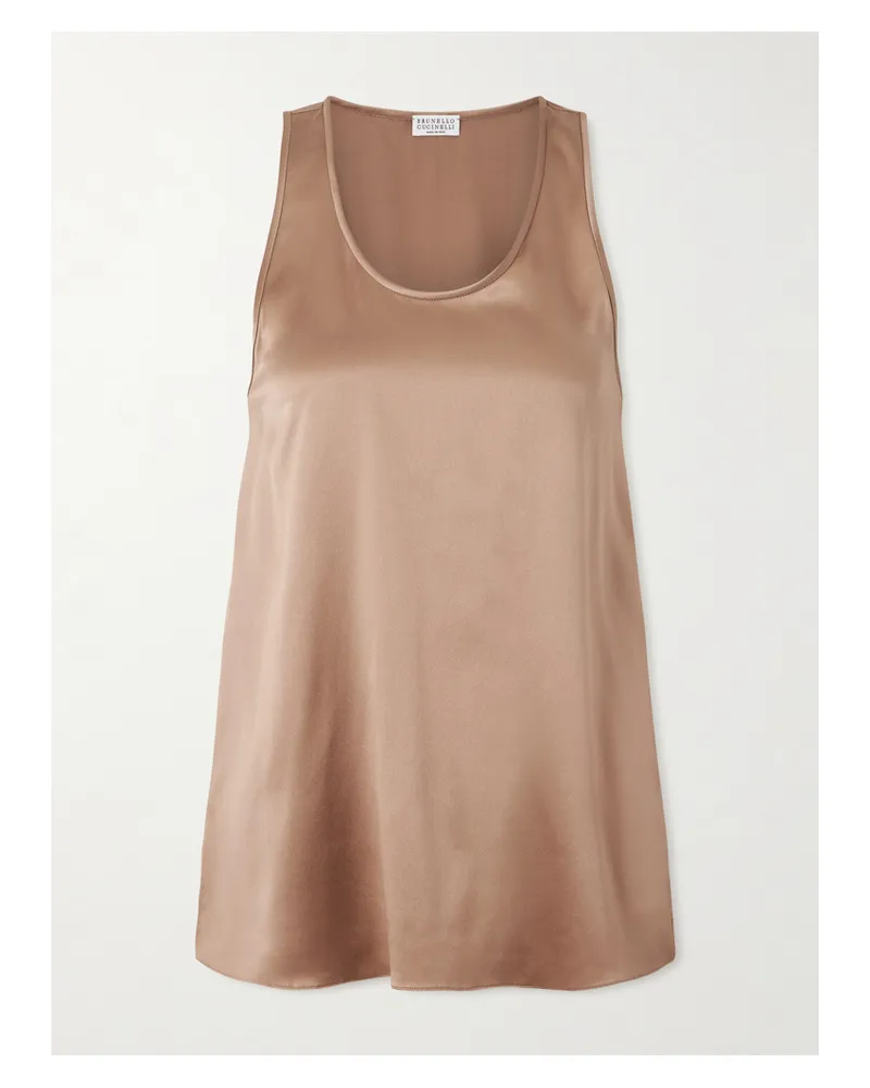 Brunello Cucinelli Oberteil Aus Satin Aus Einer Seidenmischung - Braun Braun