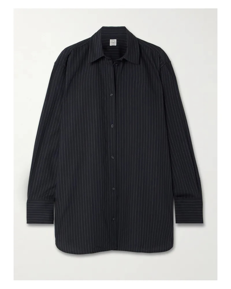 Totême Hemd Aus Einer Wollmischung Mit Nadelstreifen - Blau Blau