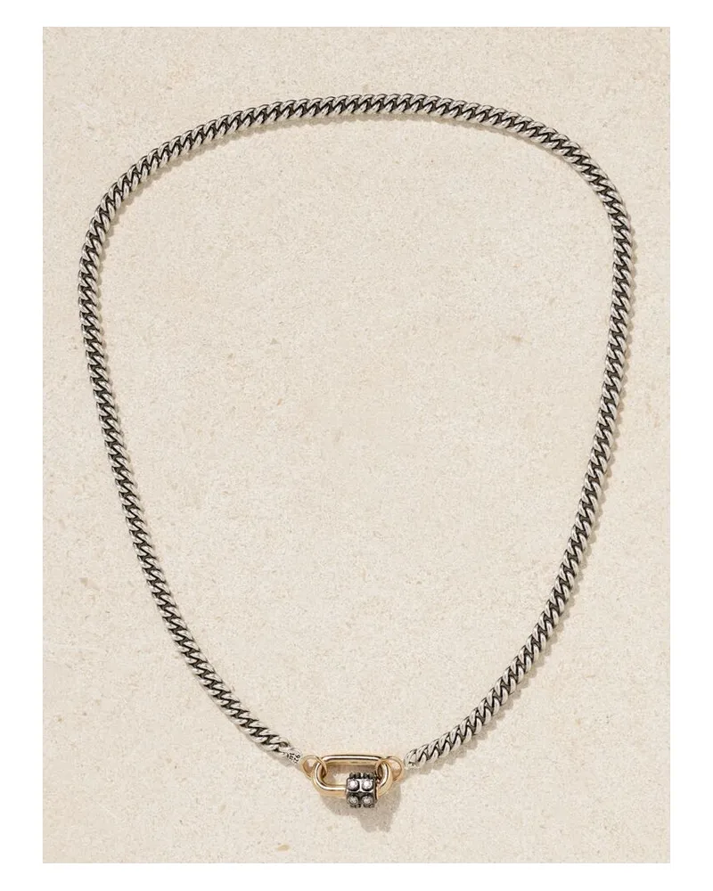 Marla Aaron Consuelo Lock Kette Aus Sterlingsilber Mit Diamanten Und Details Aus 14 Karat Gold Silber