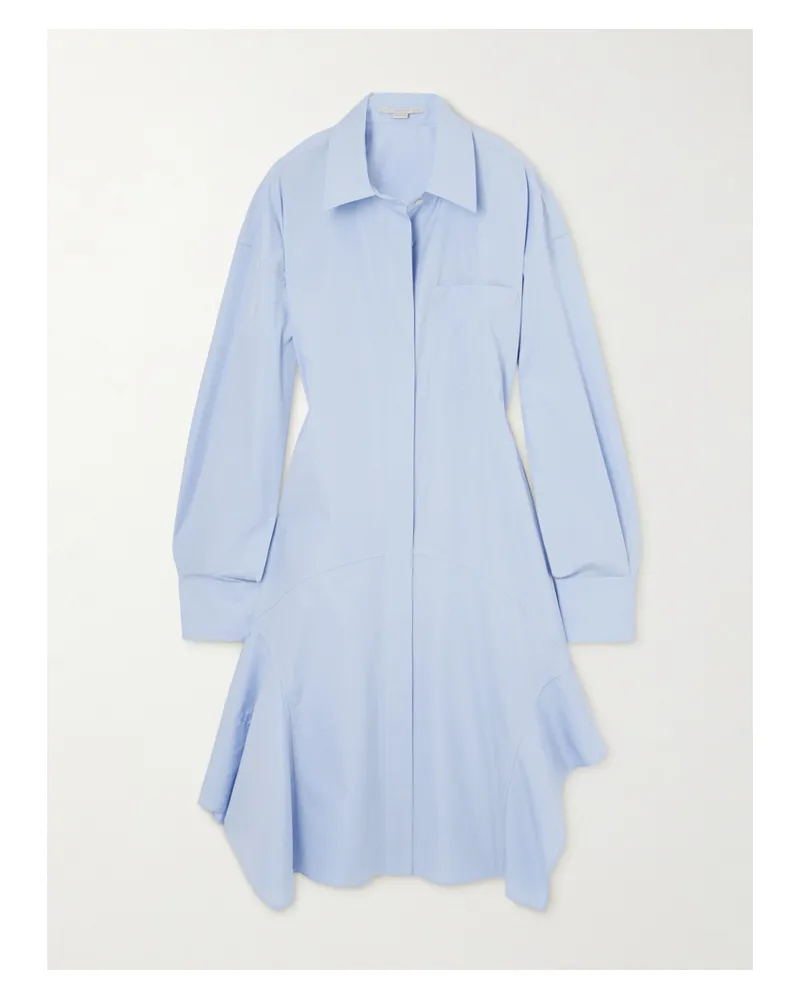Stella McCartney Net Sustain Asymmetrisches Hemdblusenkleid Aus Biobaumwollpopeline - Blau Blau