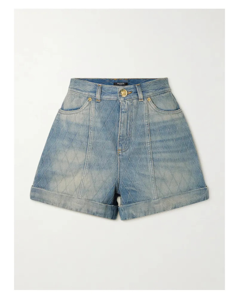 Balmain Jeansshorts Mit Stickereien - Blau Blau