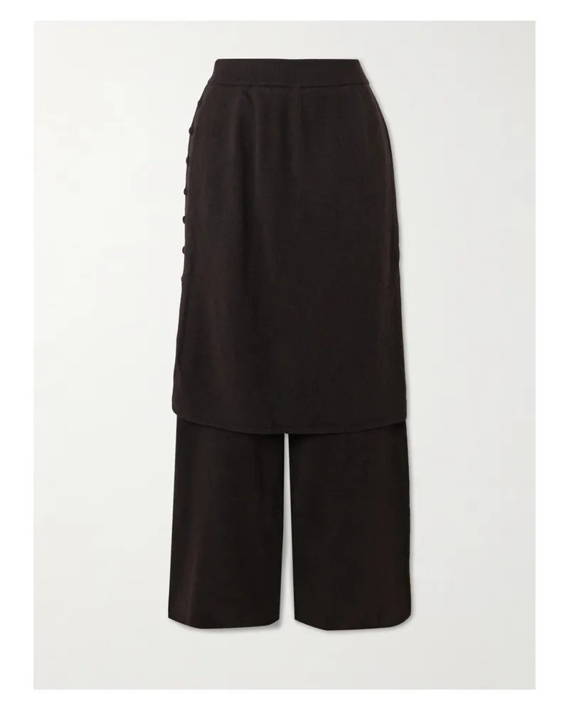 Lisa Yang Payton Layered Cashmere Wide-leg Pants - Brown Brown