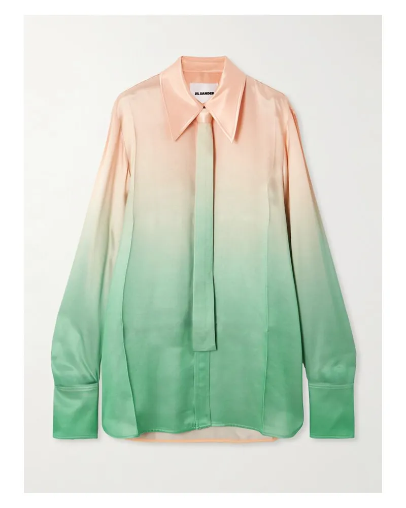 Jil Sander Oversized-hemd Aus Satin Mit Farbverlauf Und Krawatte - Mehrfarbig Mehrfarbig