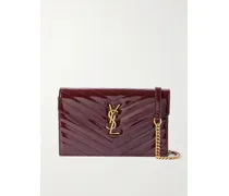 Cassandre Envelope Matelassé Patent-leather Shoulder Bag - Burgundy