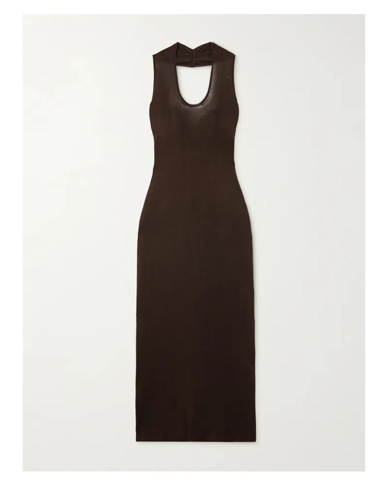 KHAITE Coraline Neckholder-midikleid Aus Jersey - Braun Braun
