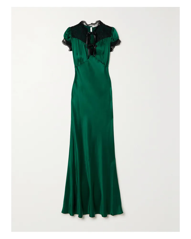 Rodarte Kleid Aus Seidensatin Mit Spitzenbesätzen - Grün Grün