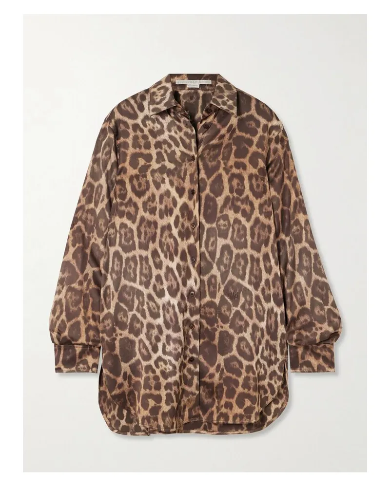 Stella McCartney Hemd Aus Satin Mit Leopardenprint Und Stickerei - Animal-Print Animal-print