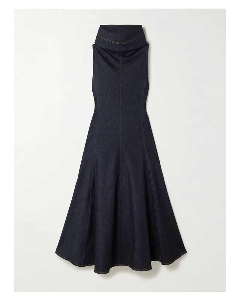 Jacquemus Triangle De-nîmes Midi-jeanskleid Mit Rollkragen - Blau Blau
