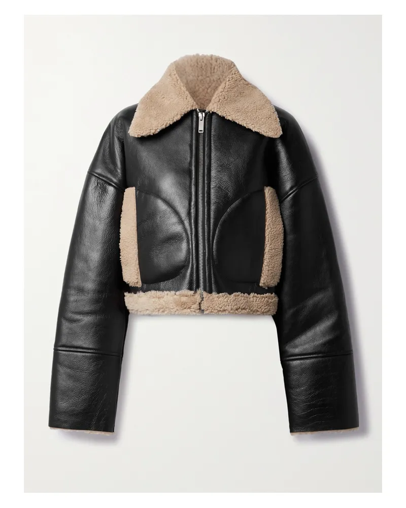 HALFBOY Verkürzte Jacke Aus Shearling - Schwarz Schwarz