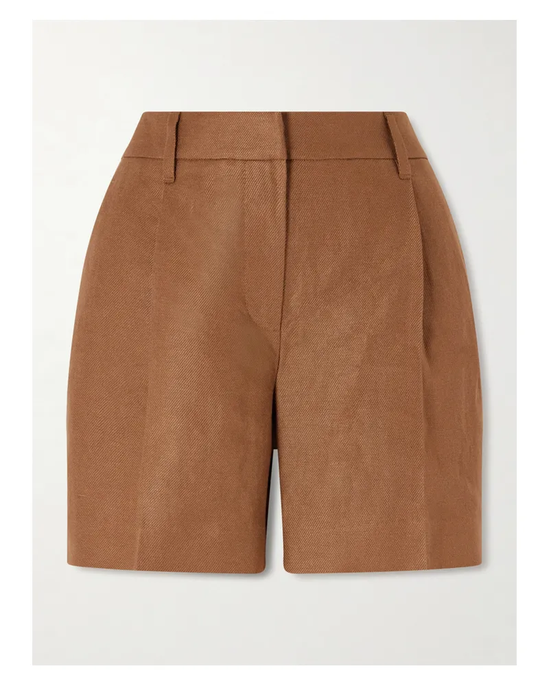 Brunello Cucinelli Shorts Aus Leinen-twill Mit Falten - Braun Braun