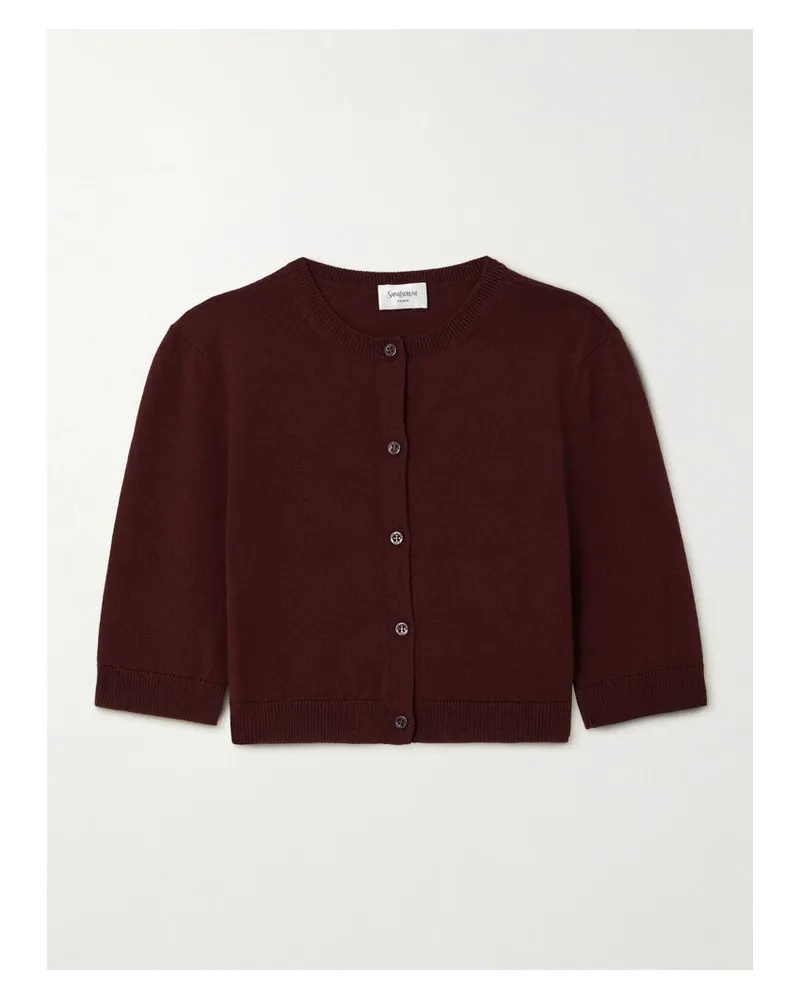 Saint Laurent Verkürzter Cardigan Aus Wolle - Burgunder Burgunder