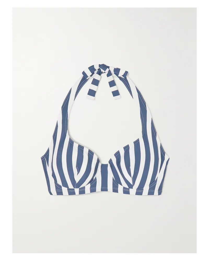Eres Samba Corazon Gestreiftes Neckholder-bikini-oberteil - Blau Blau