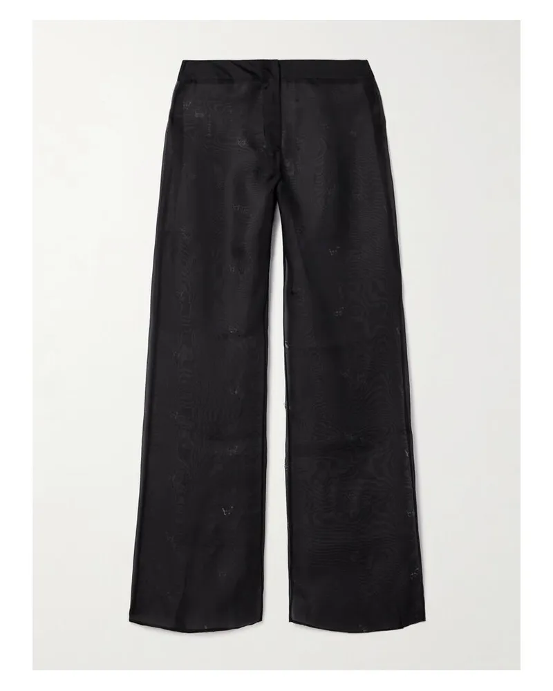 Kiki De Montparnasse Hose Mit Geradem Bein Aus Seidenorganza Mit Cut-outs - Schwarz Schwarz
