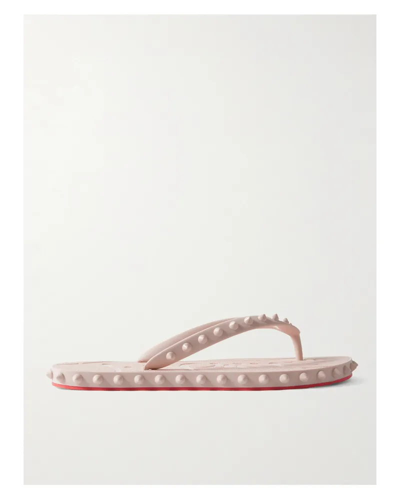 Christian Louboutin Super Loubi Studded Rubber Flip Flops - Neutrals Neutrals