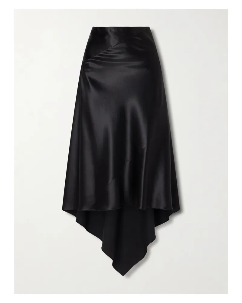 Alaïa Asymmetric Silk-satin Skirt - Black Black