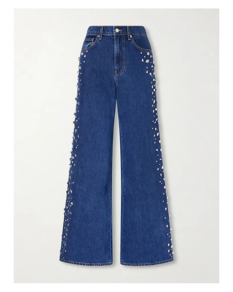 Veronica Beard Kasey Crystal-embellished High-rise Wide-leg Jeans - Blue Blue
