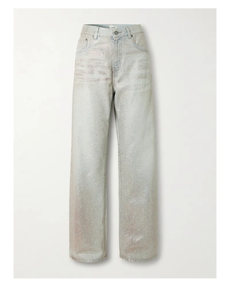 Haikure Bonnie Glam Halbhohe Jeans Mit Geradem Bein Und Glitter-finish - Blau Blau