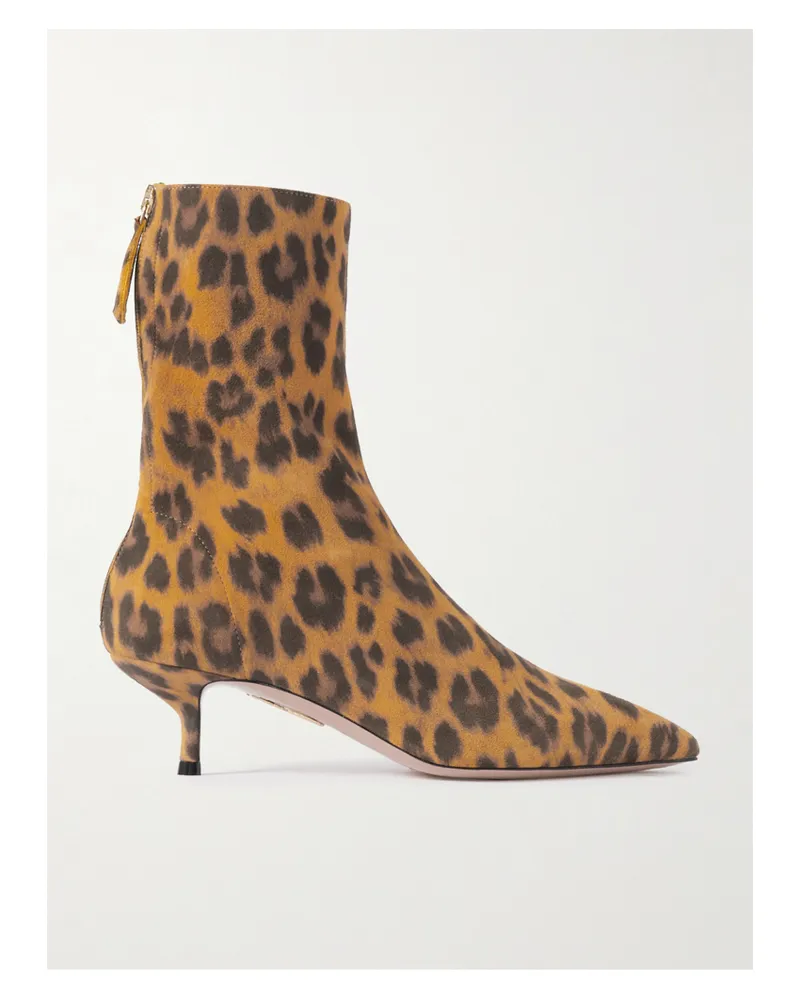 Aquazzura Montmartre 50 Stiefel Aus Veloursleder Mit Leopardenprint - Animal-Print Animal-print