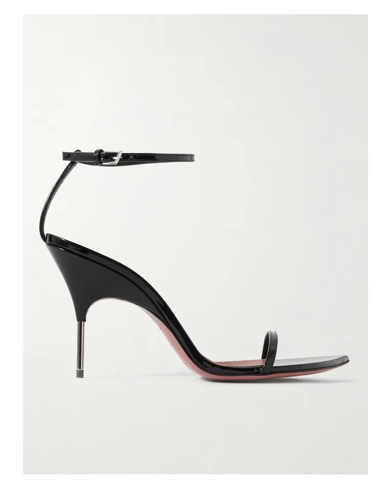 Amina Muaddi Bruna 95 Sandalen Aus Lackleder - Schwarz Schwarz