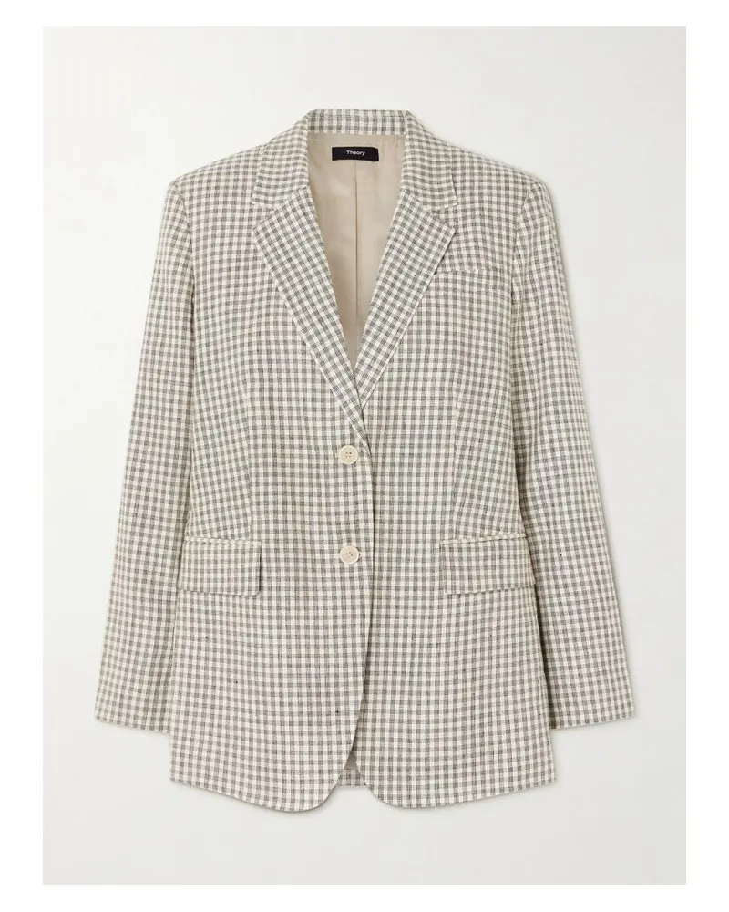 Theory Blazer Aus Einer Karierten Leinenmischung - Creme Creme