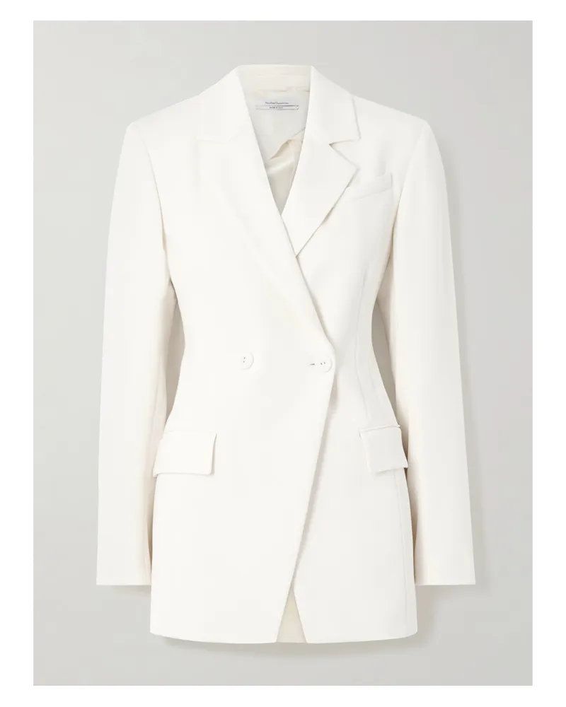 Another Tomorrow Double-breasted Asymmetric Jersey Blazer - White White