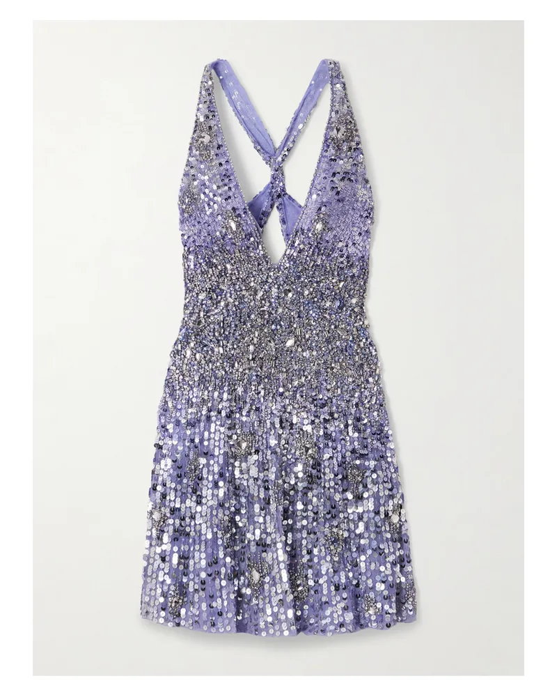 Jenny Packham Minikleid Aus Tüll Mit Kristallen Und Pailletten - Lila Lila