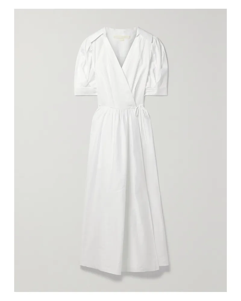 Jason Wu Midi-wickelkleid Aus Baumwollsatin Mit Raffungen - Weiß Weiß