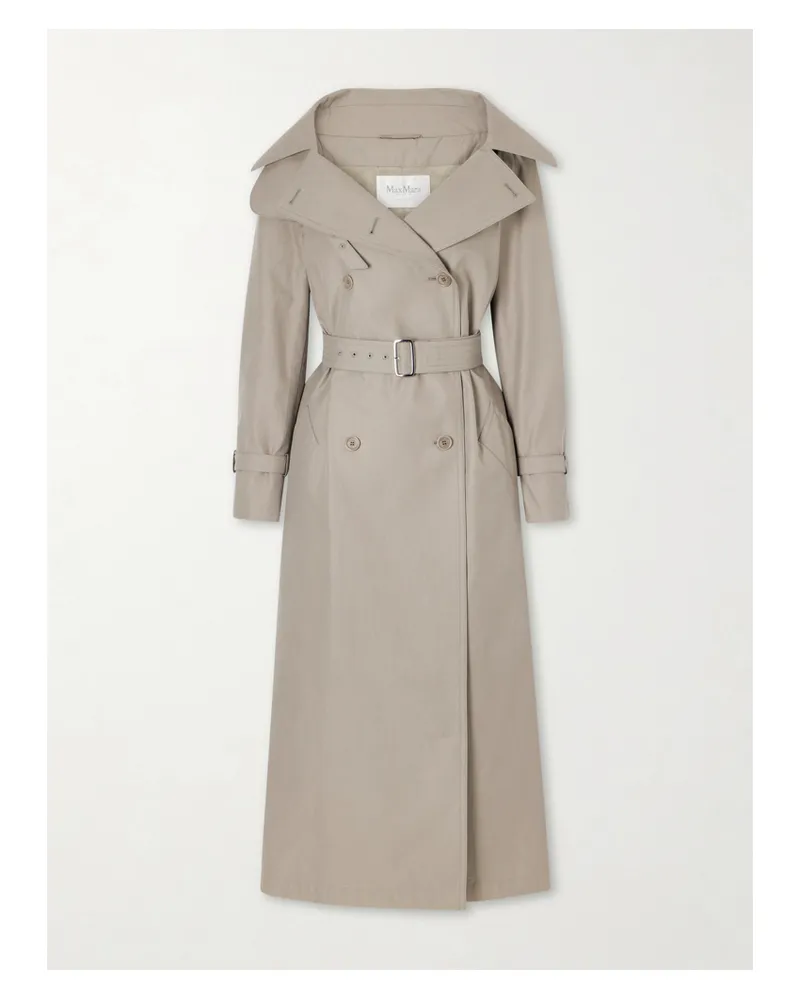 Max Mara Belted Cotton-gabardine Trench Coat - Gray Gray
