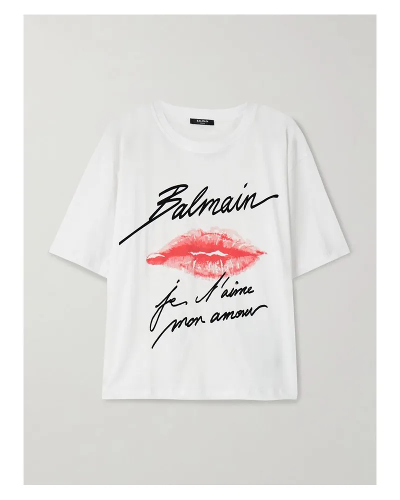 Balmain T-shirt Aus Baumwoll-jersey Mit Prints - Weiß Weiß