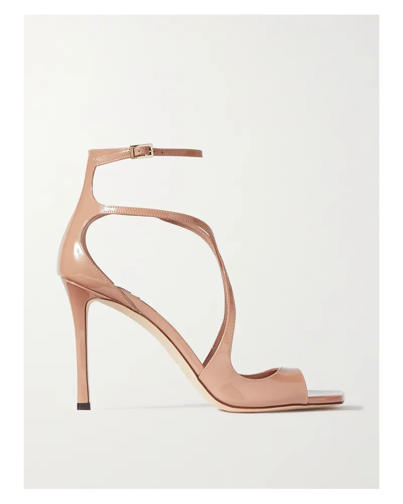 Jimmy Choo Azia 95 Patent-leather Sandals - Neutrals Neutrals