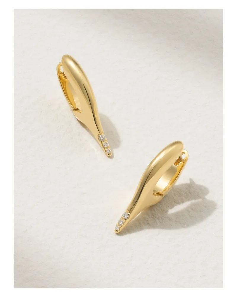 Melissa Kaye Lola Needle Mini Creolen Aus 18 Karat Gold Mit Diamanten Gold