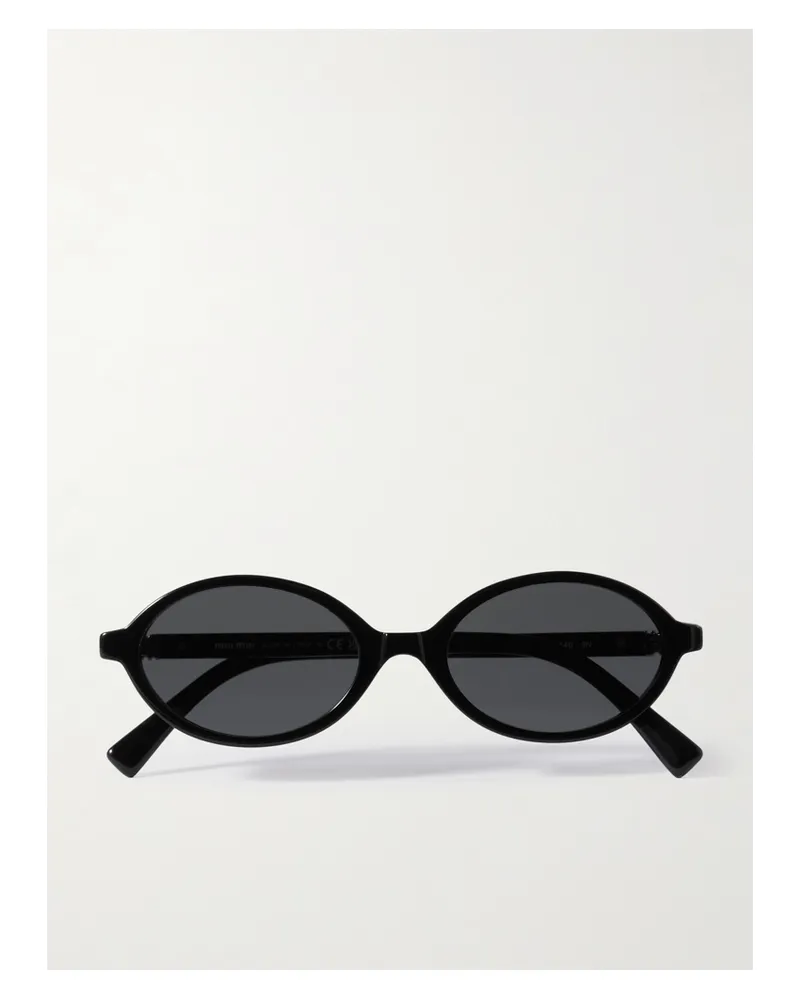 Miu Miu Oval-frame Acetate Sunglasses - Black Black
