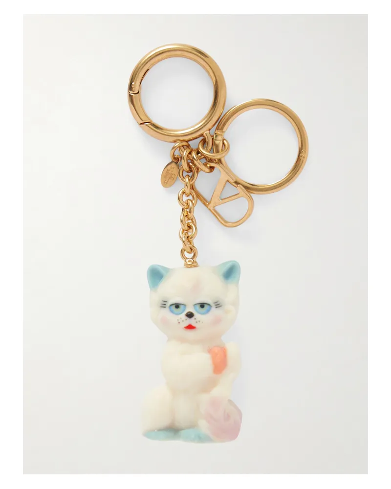 Valentino Garavani Le Chat De La Maison Goldfarbener Taschenanhänger Mit Harz Gold