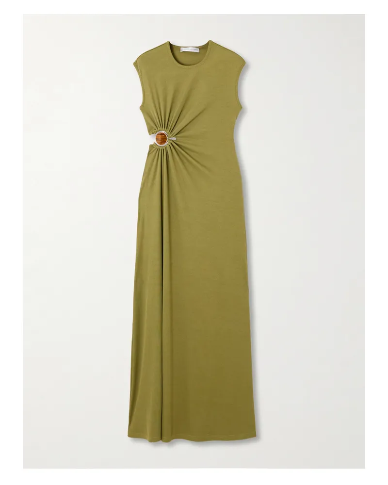 Christopher Esber Cutout Embellished Ribbed-jersey Maxi Dress - Green Green