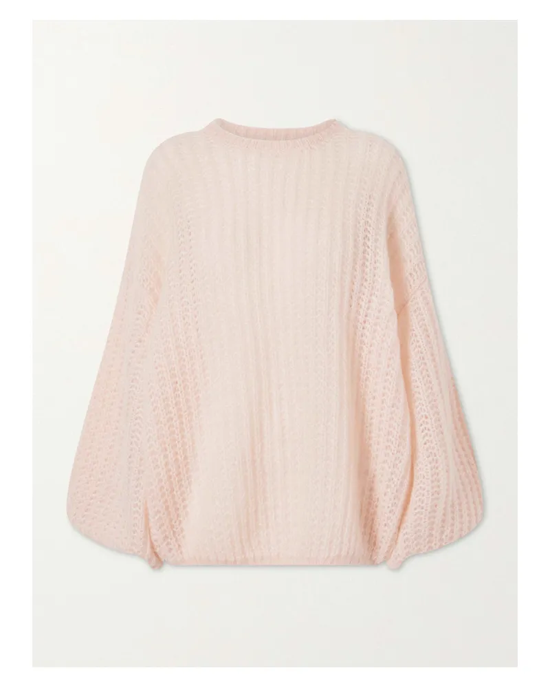 Totême Open-knit Mohair-blend Sweater - Pink Pink