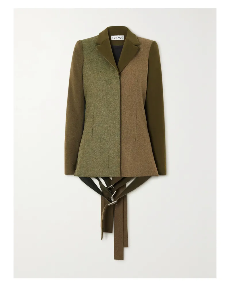 Loewe Blazer Aus Filz Aus Einer Wollmischung In Colour-block-optik Mit Schnallen - Grün Grün