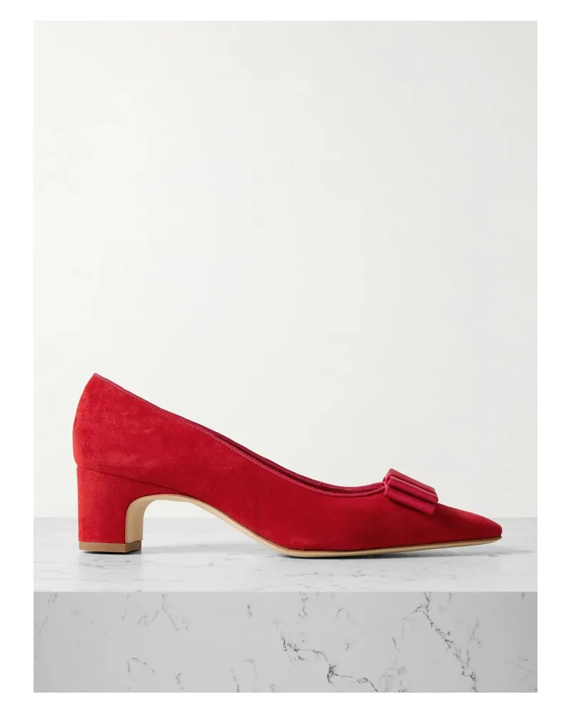 Manolo Blahnik Reador 50 Pumps Aus Veloursleder Mit Schleife - Rot Rot