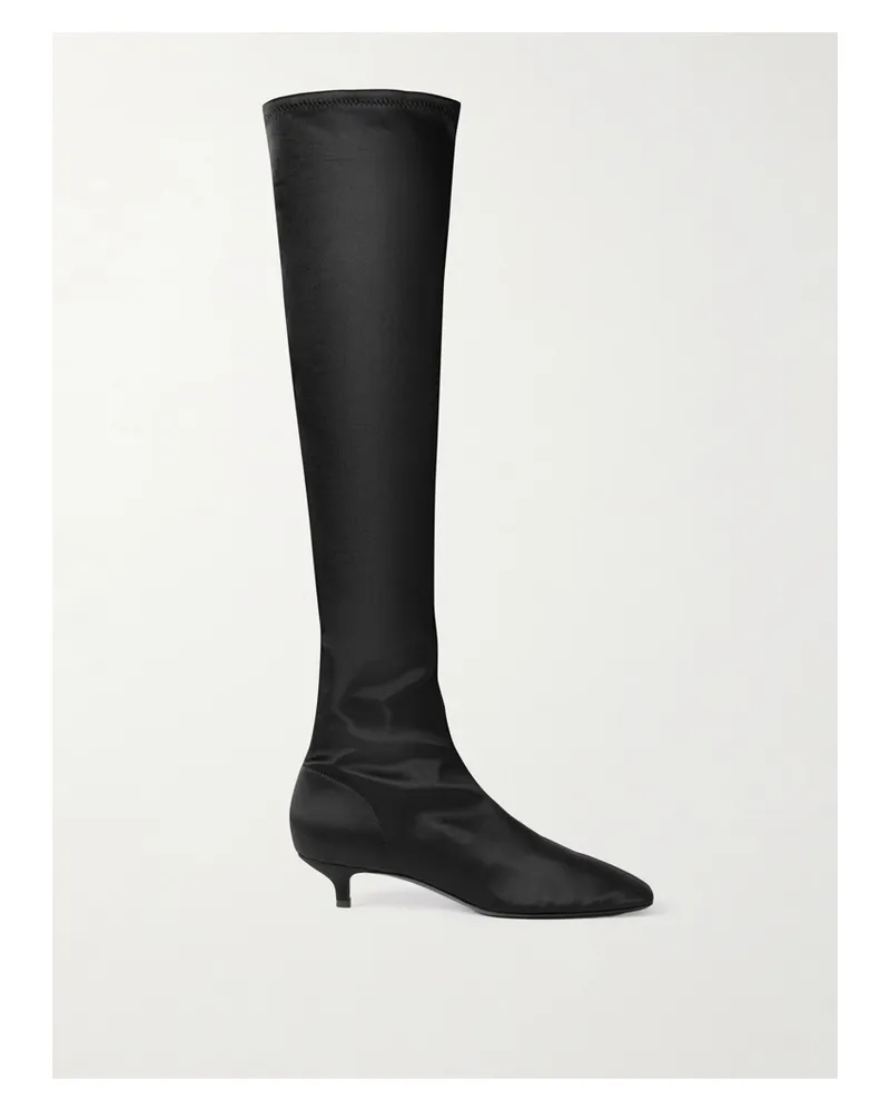 Totême Kniehohe Stiefel Aus Satin - Schwarz Schwarz
