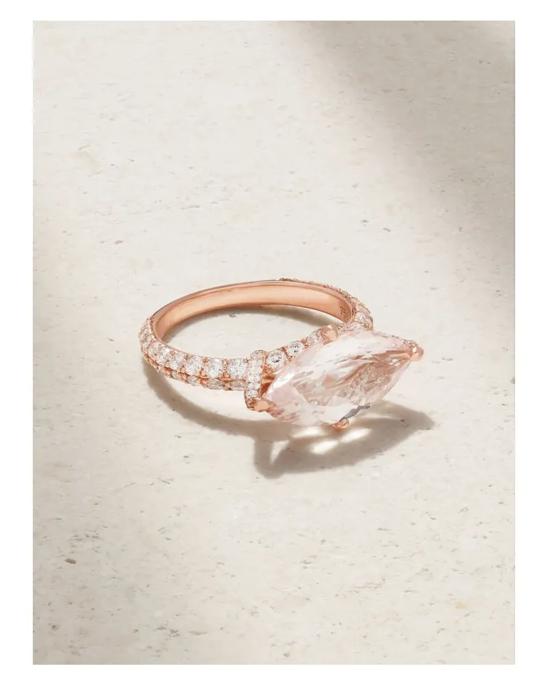 Diane Kordas Ring Für Den Kleinen Finger Aus 18 Karat Roségold Mit Morganit Und Diamanten Gold