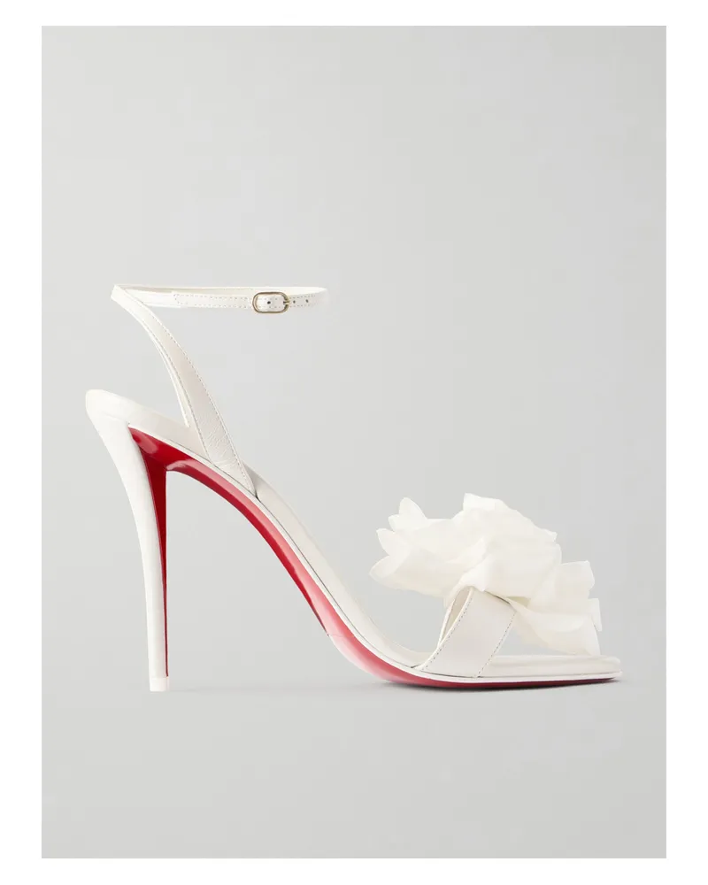 Christian Louboutin Miss Z Flora 100 Appliquéd Leather Sandals - White White