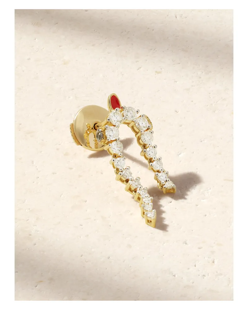 Yvonne Léon Mini Python Einzelner Ohrring Aus 9 Karat Gold Mit Diamanten Und Emaille Gold