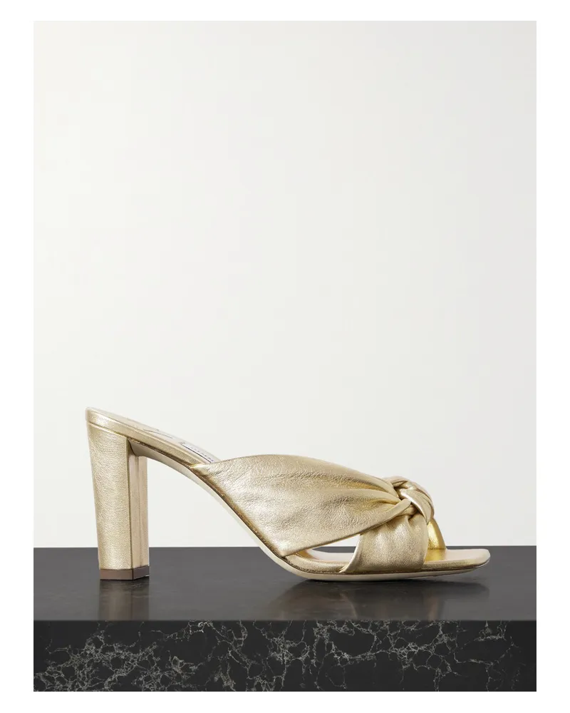 Jimmy Choo Coco Mules aus Metallic-leder mit Knoten Gold