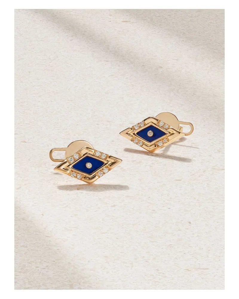 L’Atelier Nawbar Mini Eye Ohrstecker Aus 18 Karat Gold Mit Lapislazuli Und Diamanten - Blau Blau
