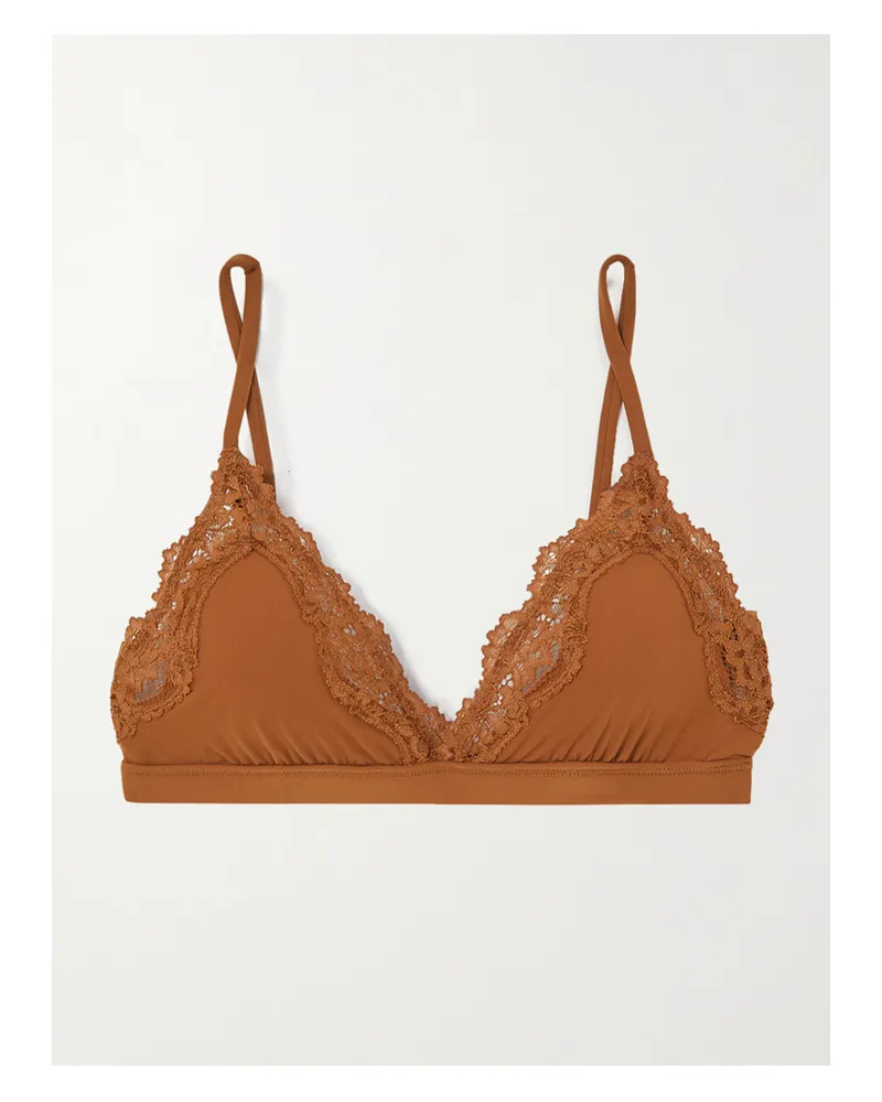 SKIMS Fits Everybody Corded Lace Triangle Bralette – Bronze – Triangel-bh Aus Stretch-material Mit Spitzenbesätzen - Braun Braun