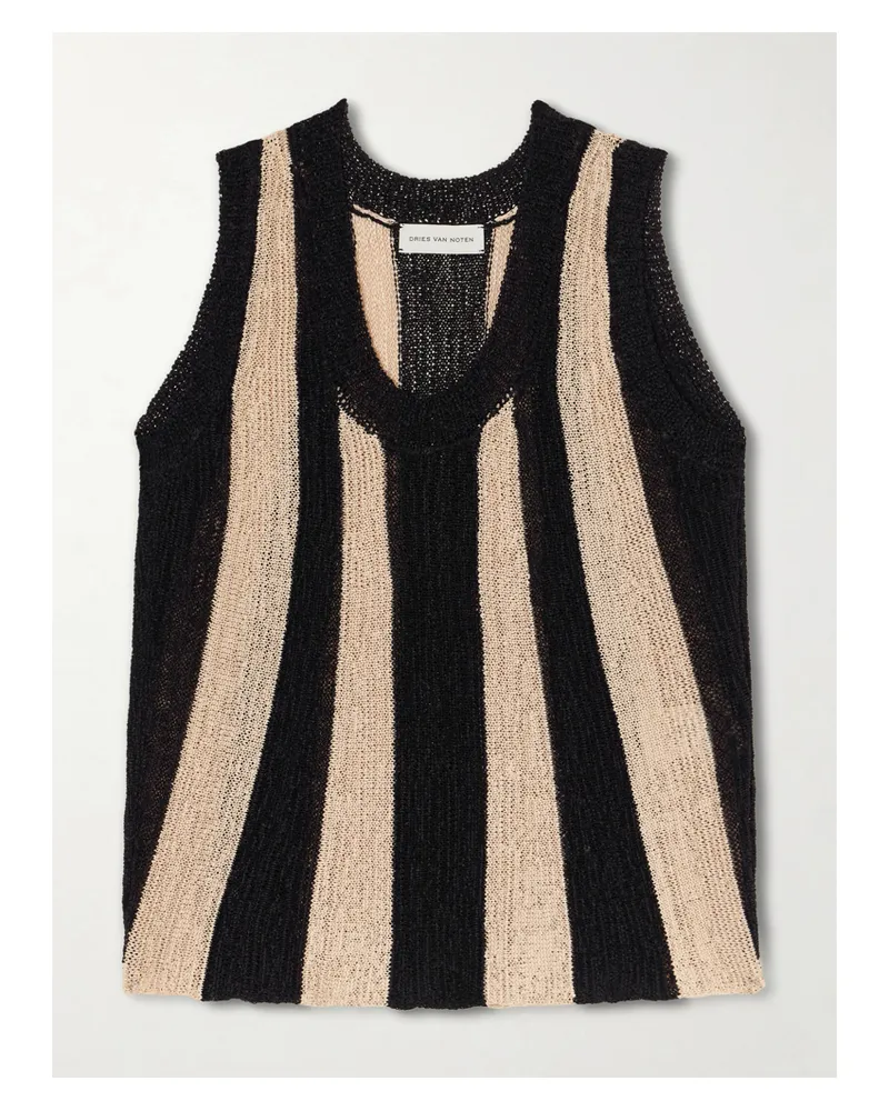 Dries van Noten Toast Striped Open-knit Top - Black Black